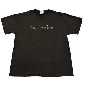 Vintage Hanes Beefy Gay Pride San Francisco  Black T-Shirt, Adult L, 90's